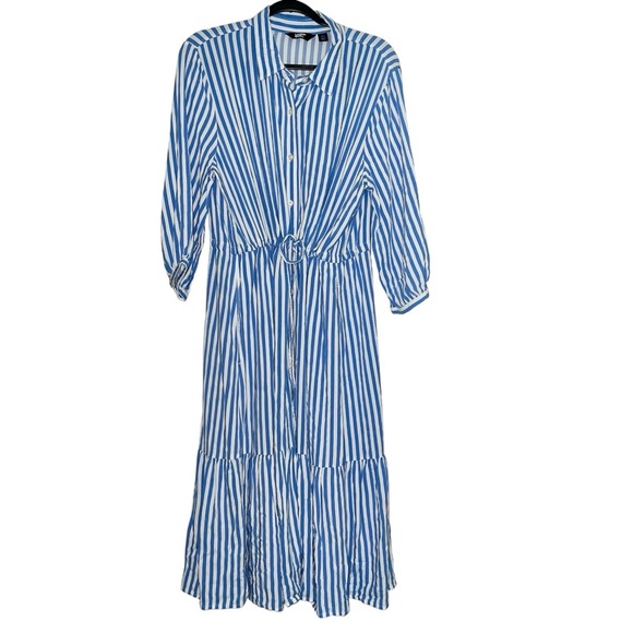 Lands End Blu and White Striped Dress Size Large - Picture 1 of 5